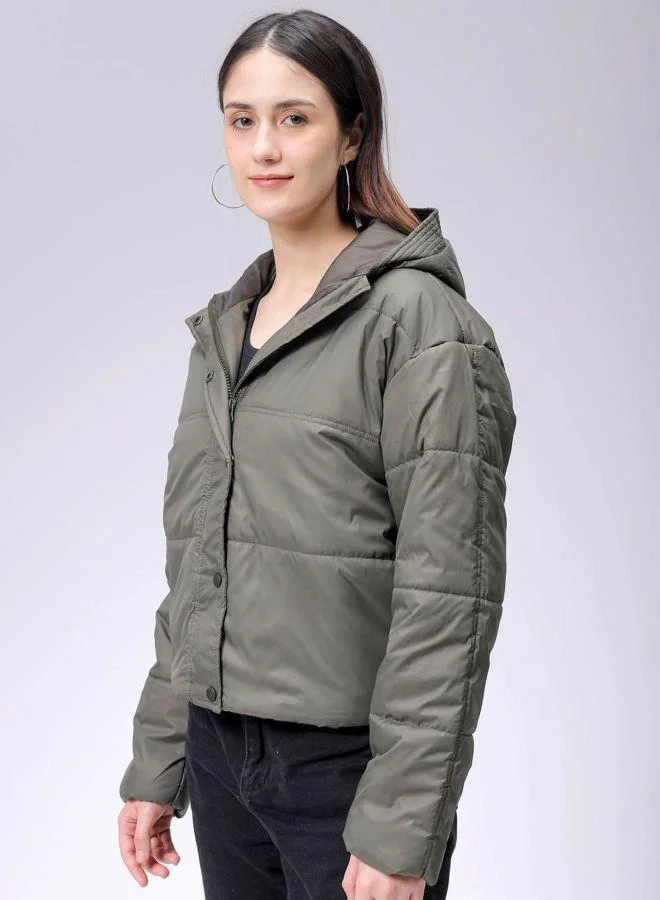 Freehand  Women Relaxed Fit Solid Hooded Full Sleeves Quilted Jacket for Women | Best Price UAE
